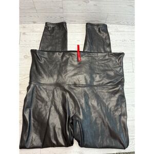 Spanx Faux Leather Leggings Women 2X/2TG Black Shaping Tummy Control